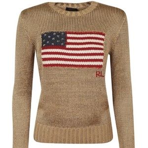 Polo Ralph Lauren Metallic Iconic Flag Sweater NWOT